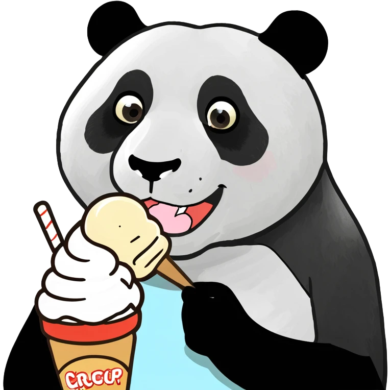 Panda eating ice cream emoji