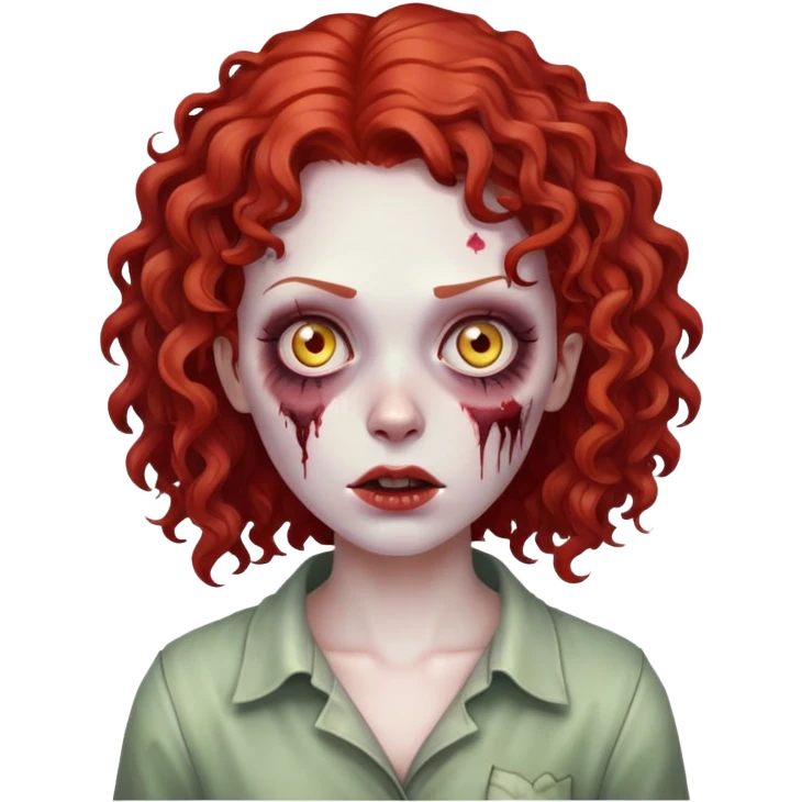 zombie feminina com o cabelo ruivo cacheado emoji
