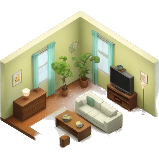 apartment living room interior isometric emoji