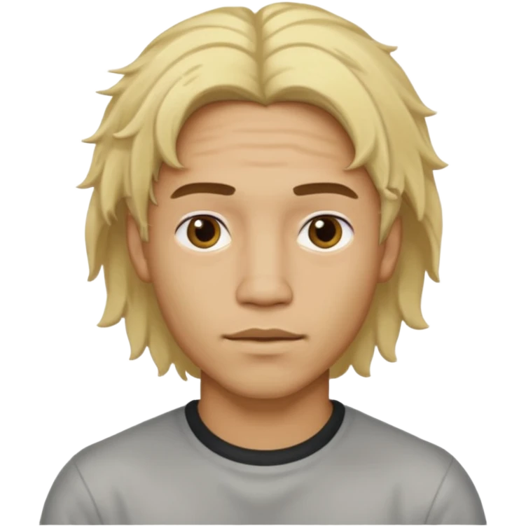 Lightskin man with long blonde Middle part messy hair emoji