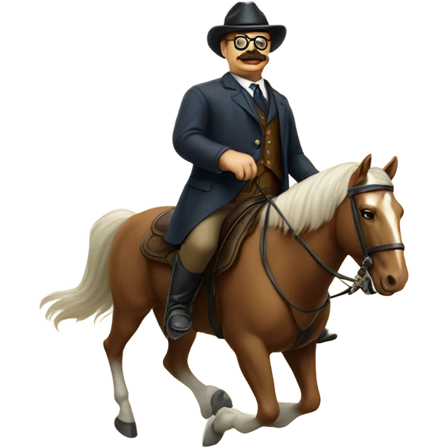 Teddy Roosevelt riding a horse in the Alps emoji