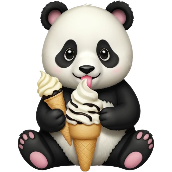 Panda eating ice cream emoji
