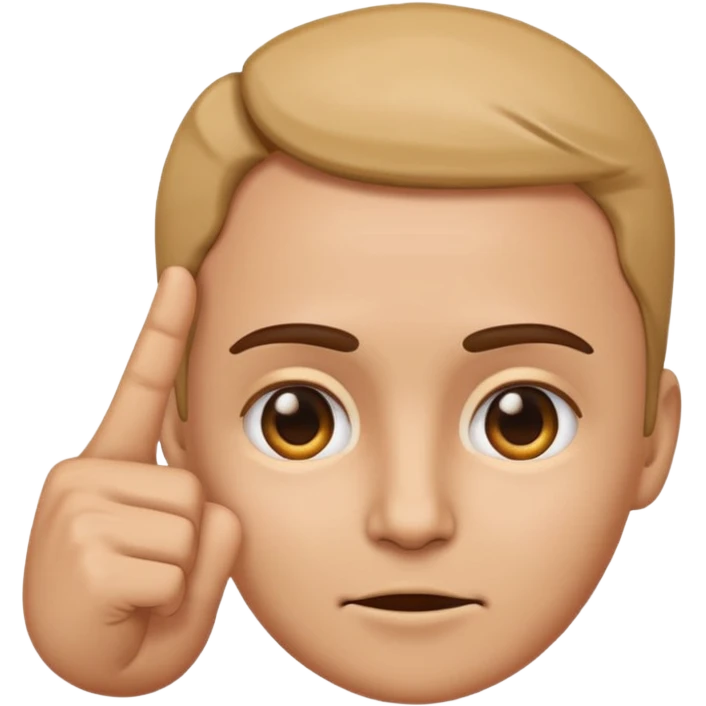emoji of a hand pointing at the forehead area on a human face, simple cartoon style emoji