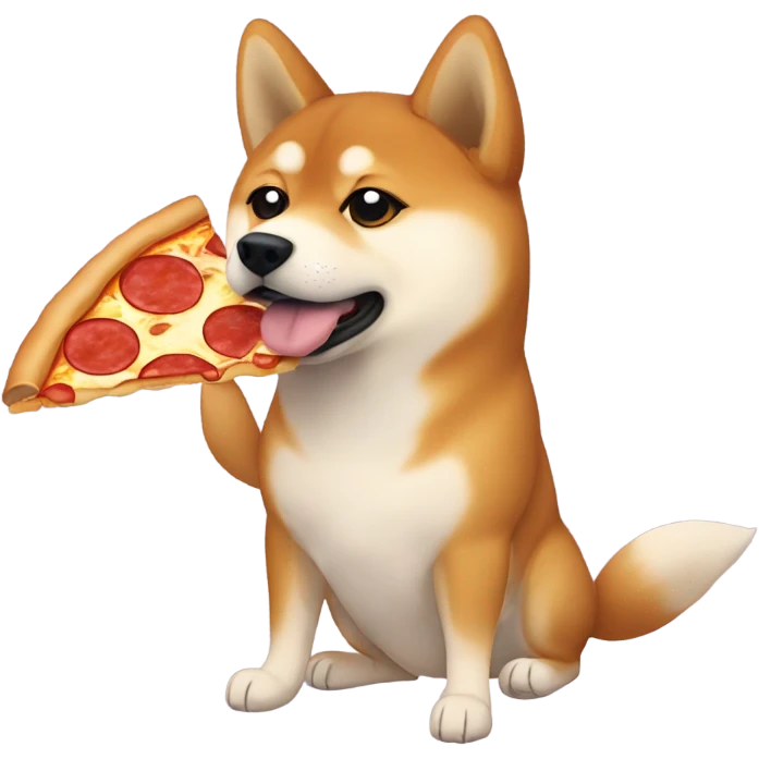 Shiba inu staring into distance who eats a pizza emoji