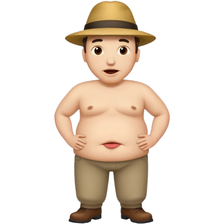 Excited pursed lip full body man emoji with an enormous waist twice the size of the rest of their body emoji