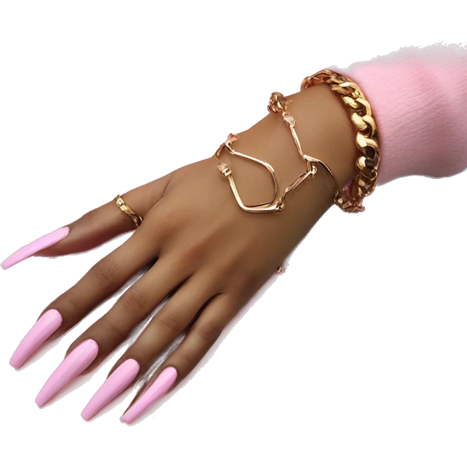 light color hand luxury bracelet pink nails emoji