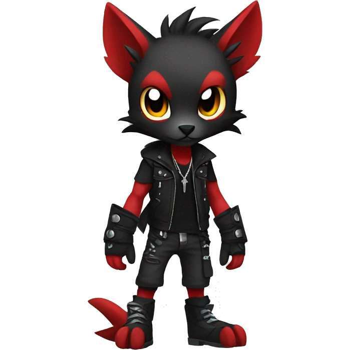 cool edgy black punk red animal hybrid Fakemon full body emoji