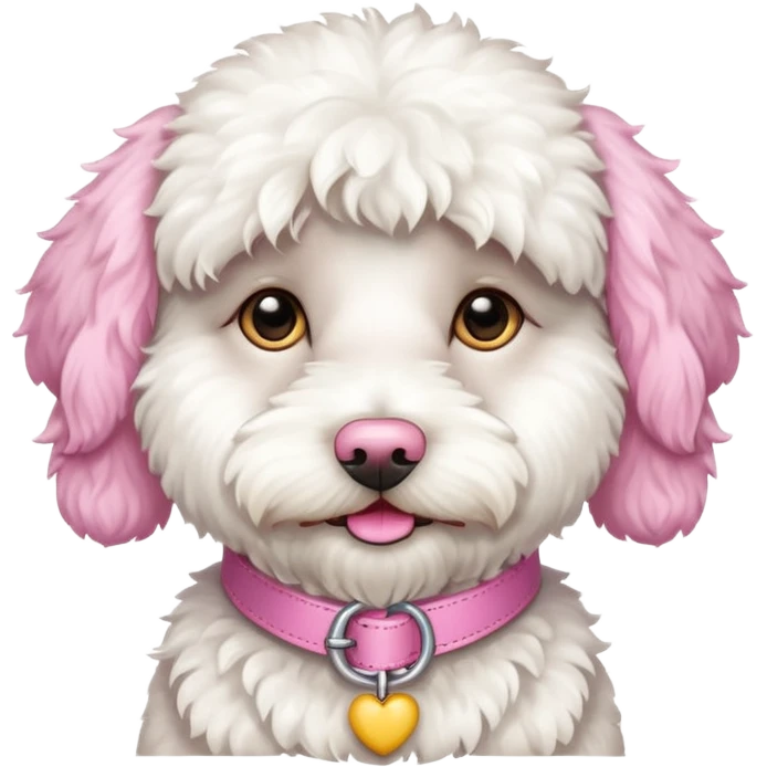 white labradoodle dog pink collar emoji