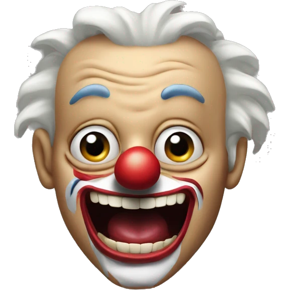 flabbergasted clown with crazy mouth emoji