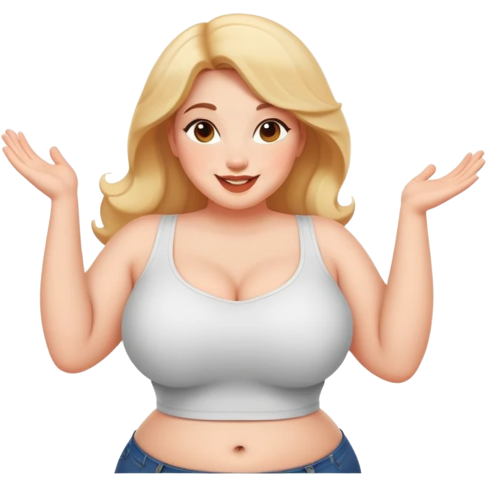 curvy woman in playful pose, confident and happy emoji