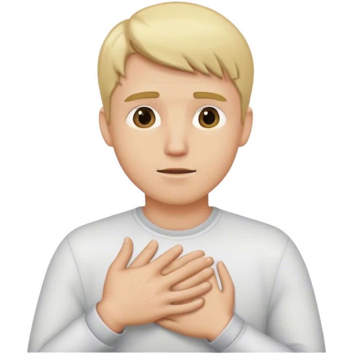 a blonde man put his hand where his heart is  emoji