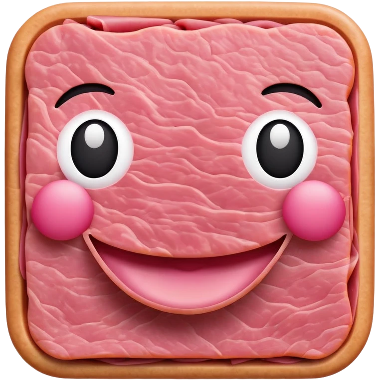 kawaii SMILE face EMOJI made of SPAM MEAT emoji