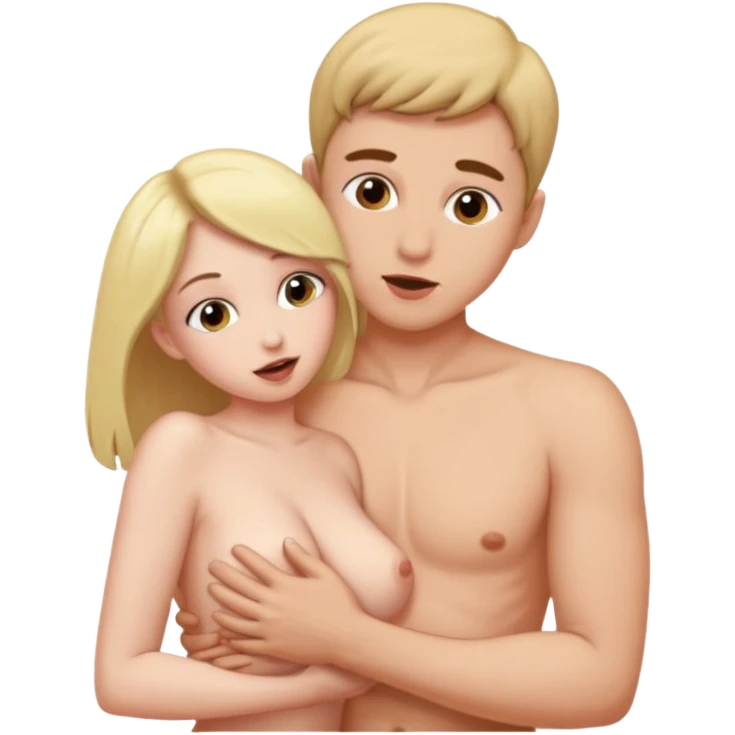 Male sucking female boobs with naked emoji