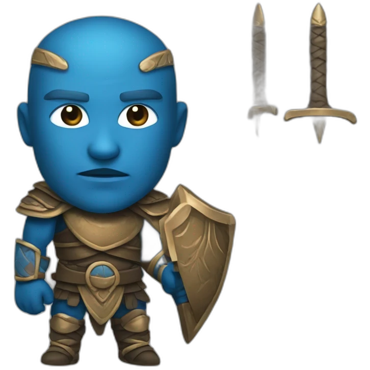 A blue skinned bronce age warrior emoji