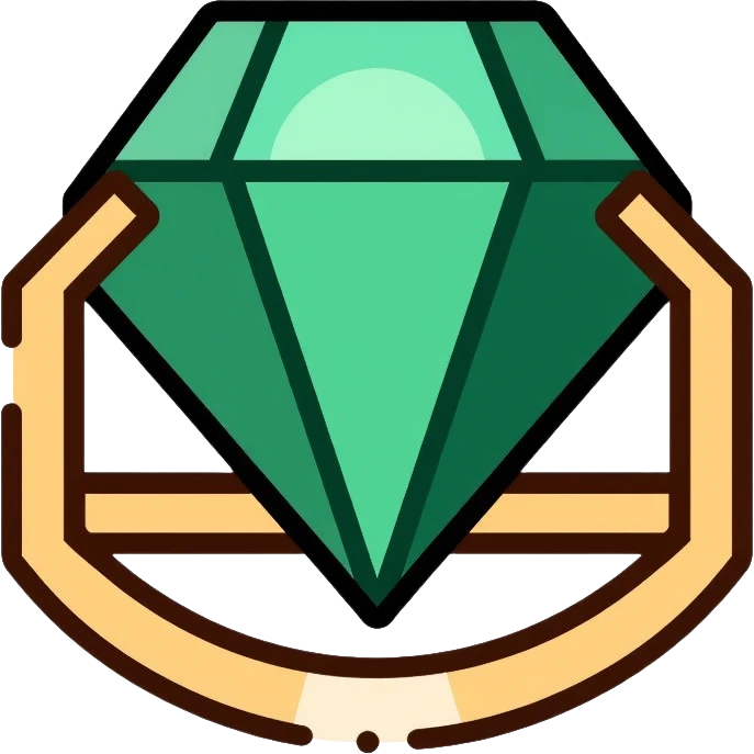 Elegant diamond ring with gold band and emerald-shaped diamond gemstone emoji