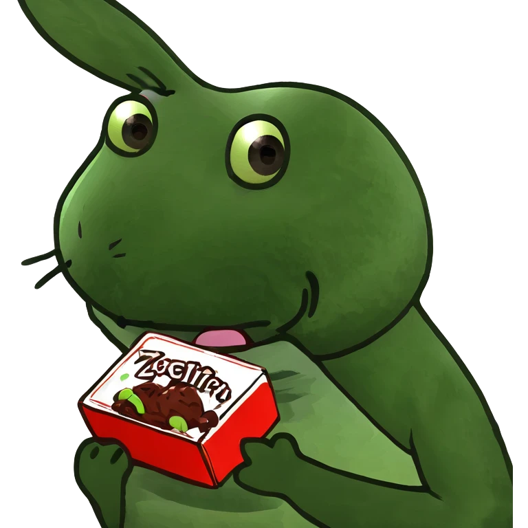 Easter bunny, eating too much chocolate emoji