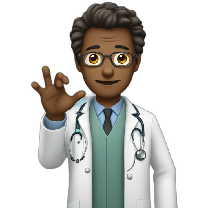 The doctor shows with his hand emoji
