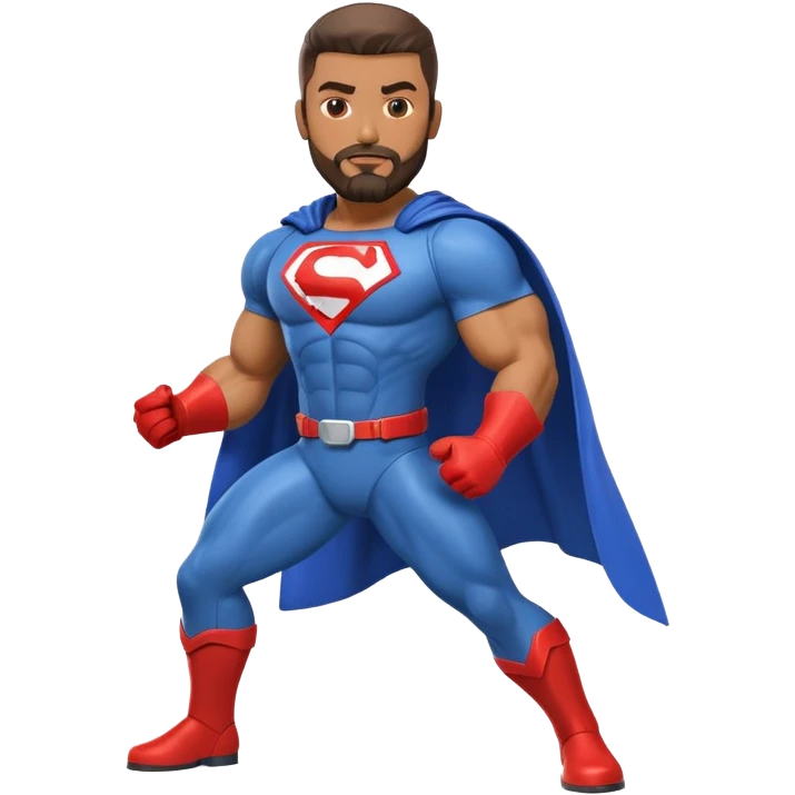 Latino HVAC repairman with goatee beard superhero action figure emoji