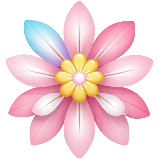 Cute Pastel pink and white Cherry Blossom Sakura Starburst Rainbow emoji