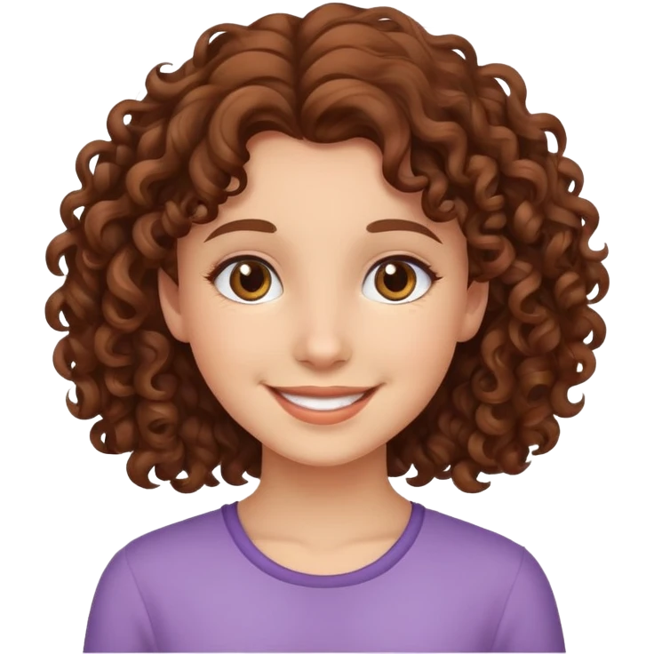 smiling girl with brown curly hair emoji