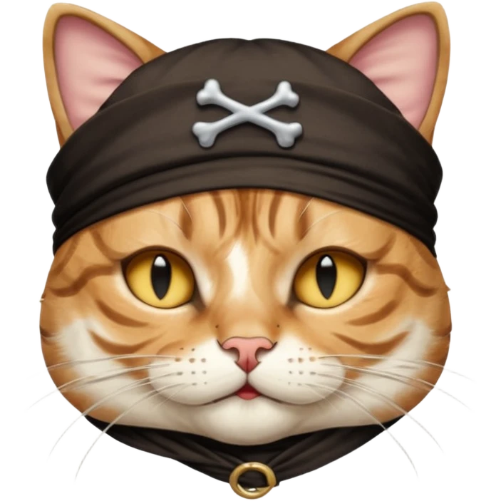 pirate cat with one closed eye with eye mask emoji