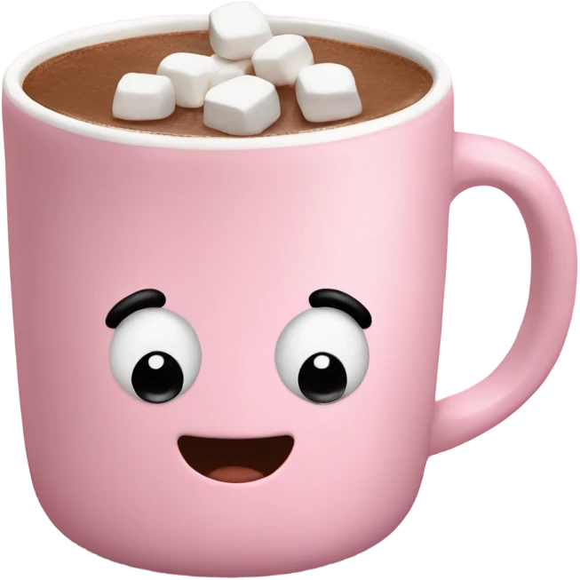 Light Pink mug of hot chocolate with marshmallows  emoji