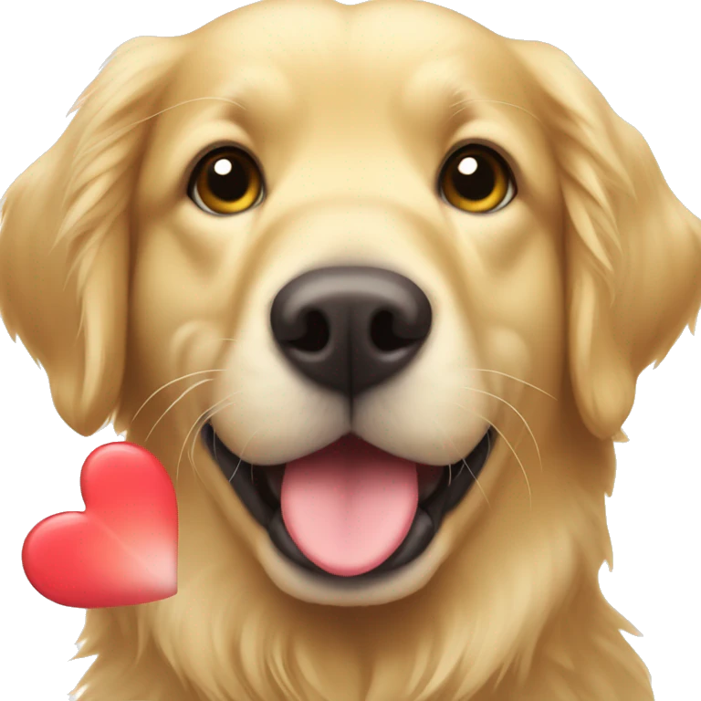Golden retriever with a love heart emoji