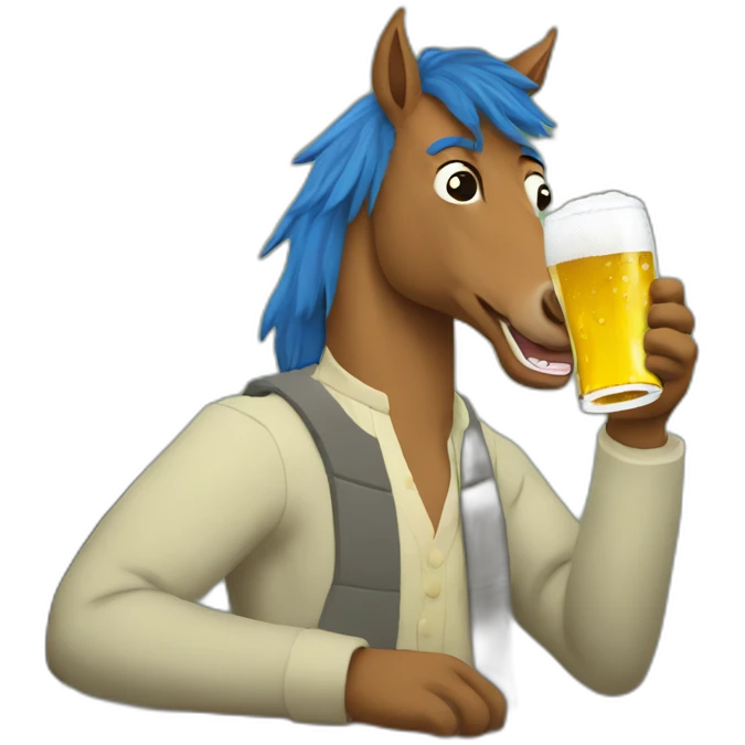 Bojack Horseman enjoying a beer emoji