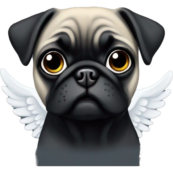 Black colored pug angel  emoji