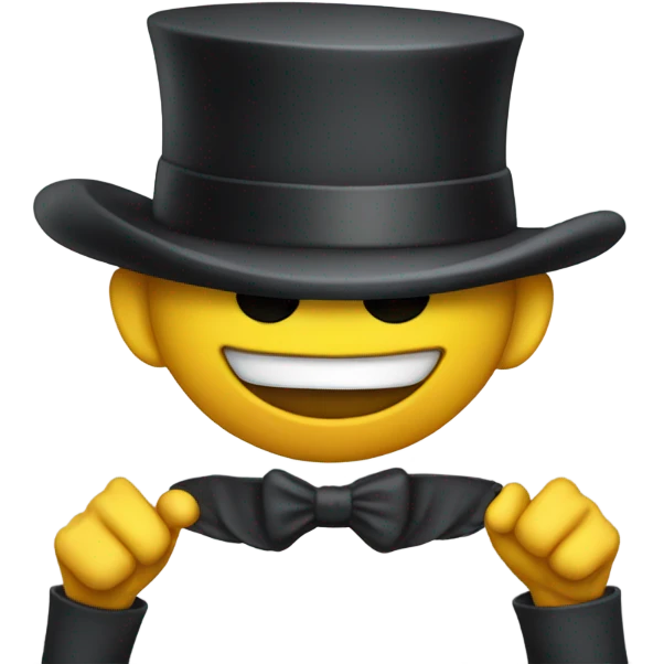 Race car with arms and top hat emoji