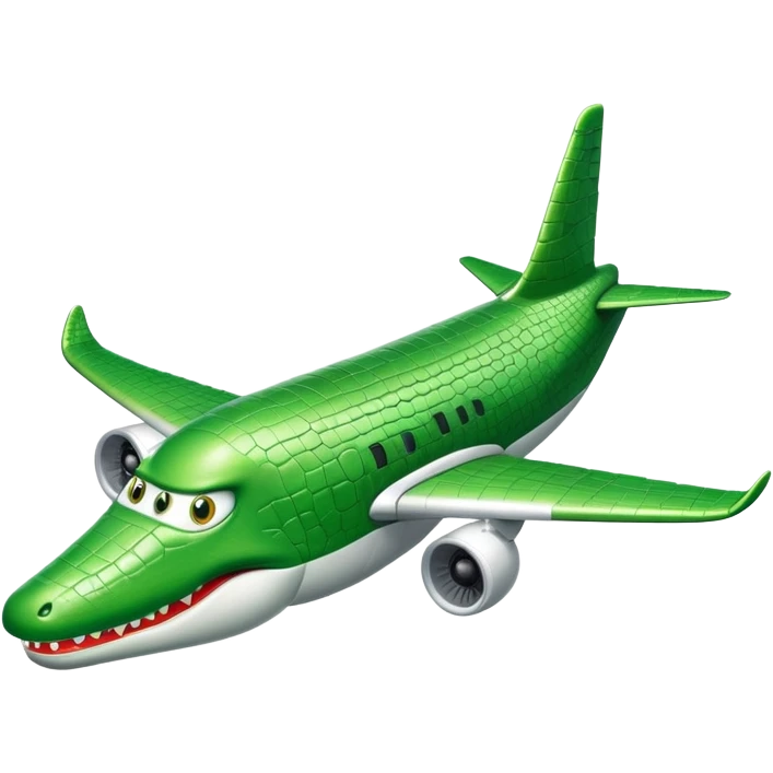 A airplane but the head is a green crocodile  emoji