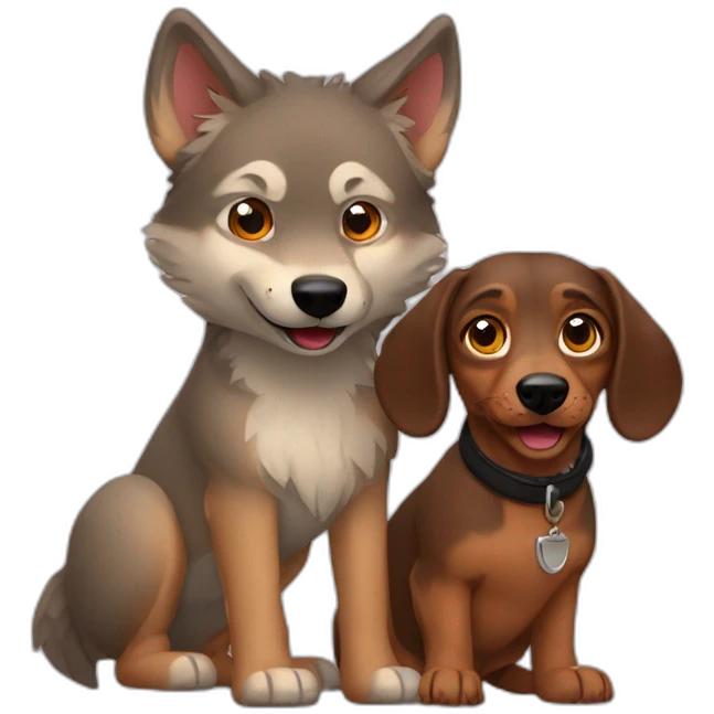 Wolf with Dachshund friend emoji