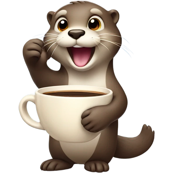 a cute otter waving coffee emoji