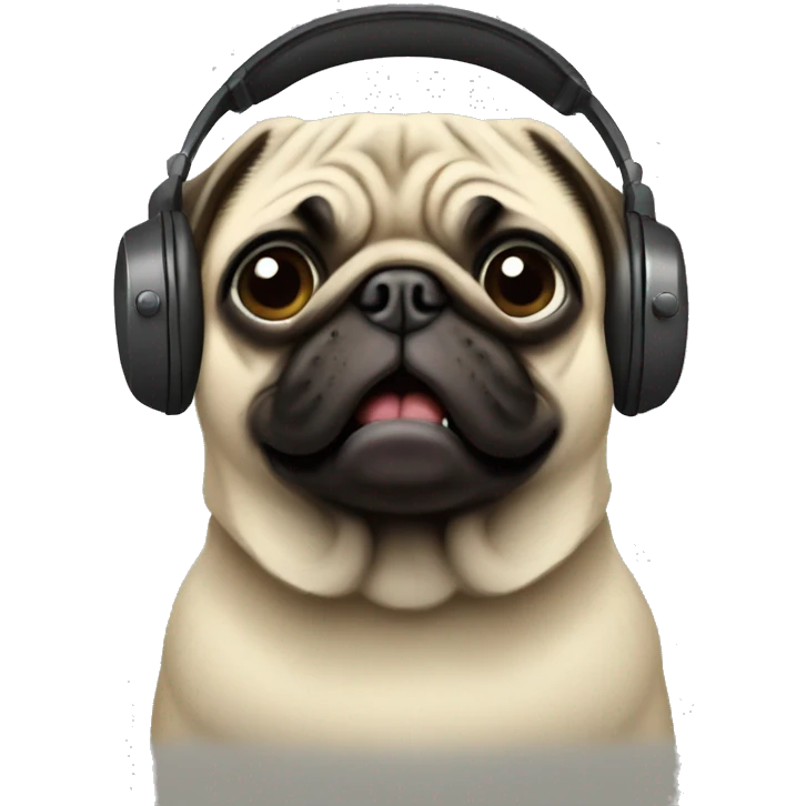 pug listening to music emoji