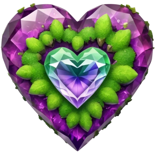 mossy heart shaped rough colorful crystal emoji