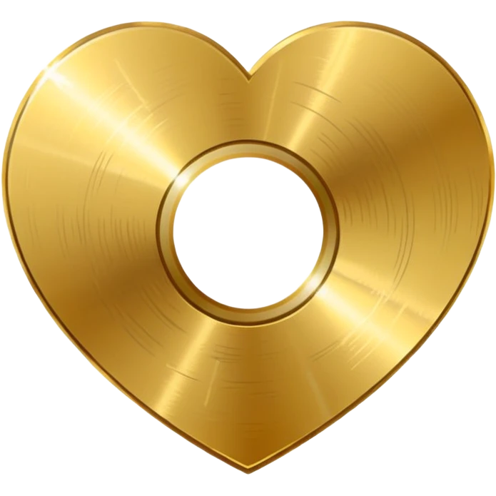 gold CD with a scratch, with a heart shape scratch emoji