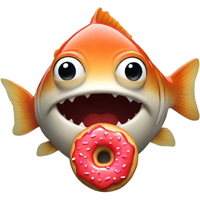 Fish holding red donuts  emoji