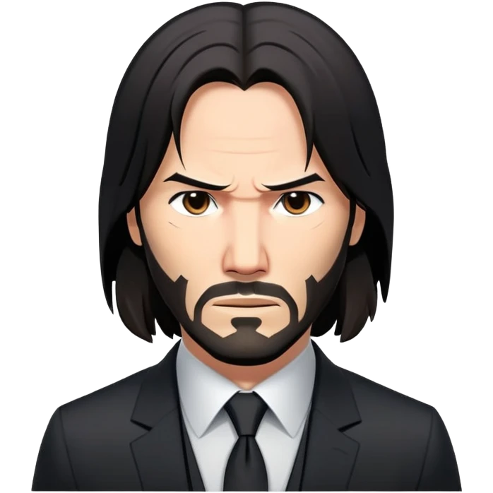 John Wick character with black suit, long dark hair, and serious expression emoji