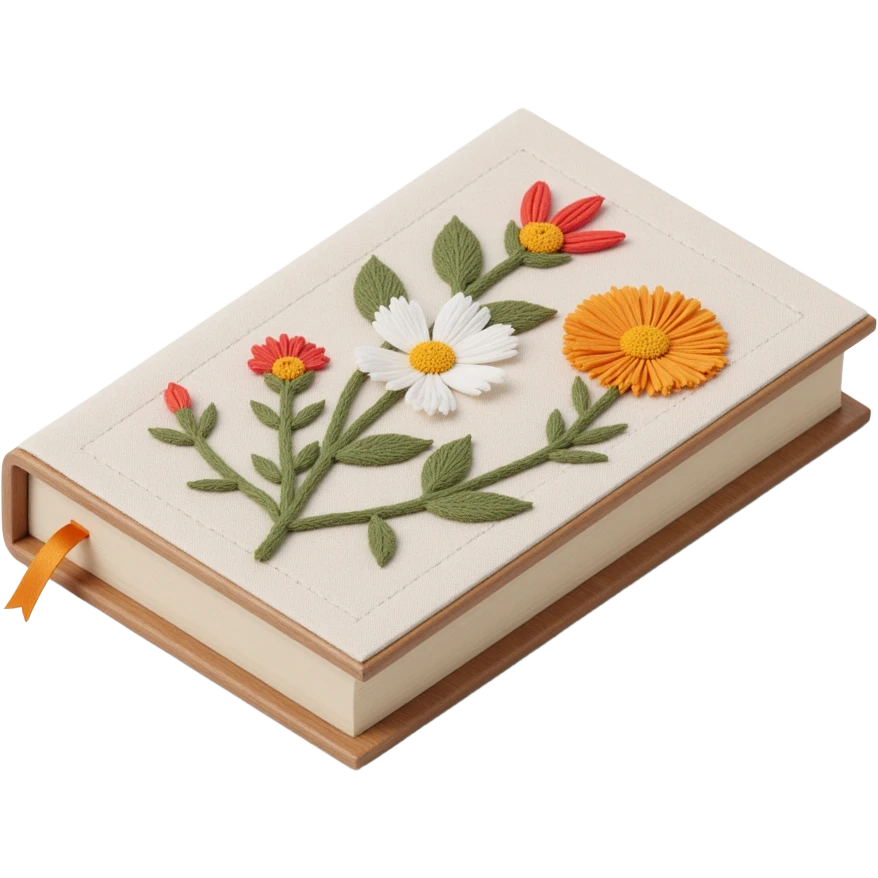 pretty floral embroidered hardcover journal emoji