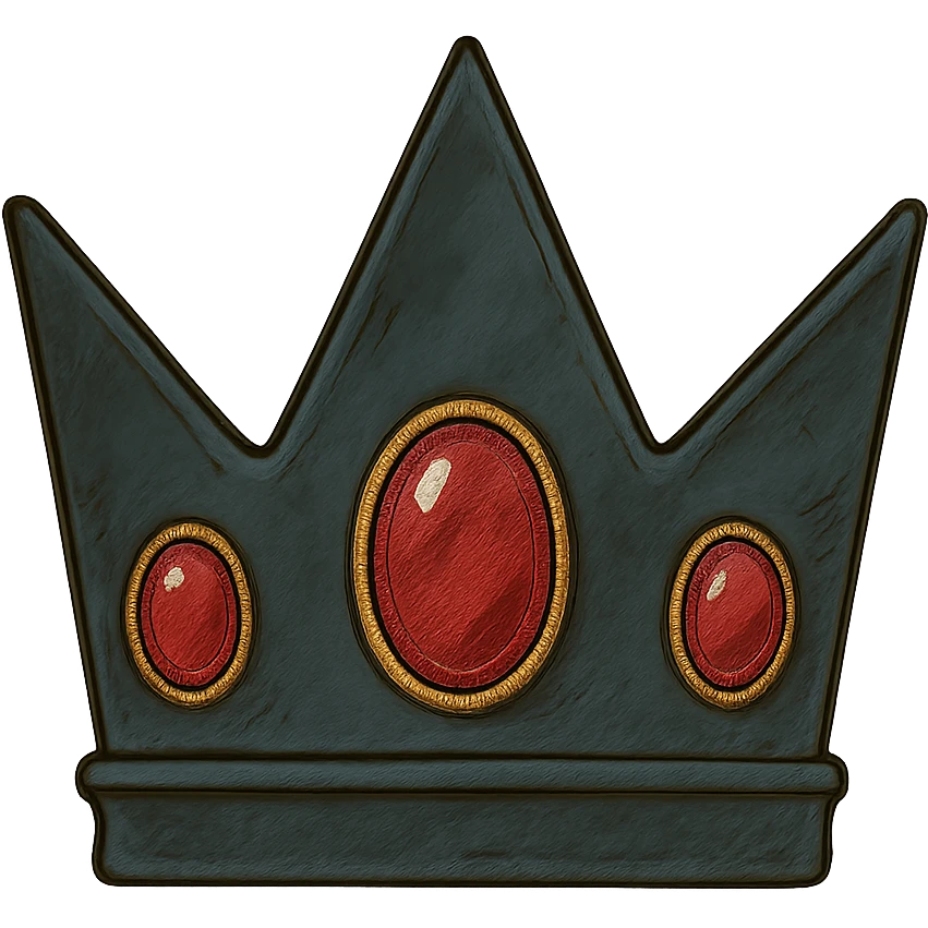 ghibli style black crown with red gems emoji