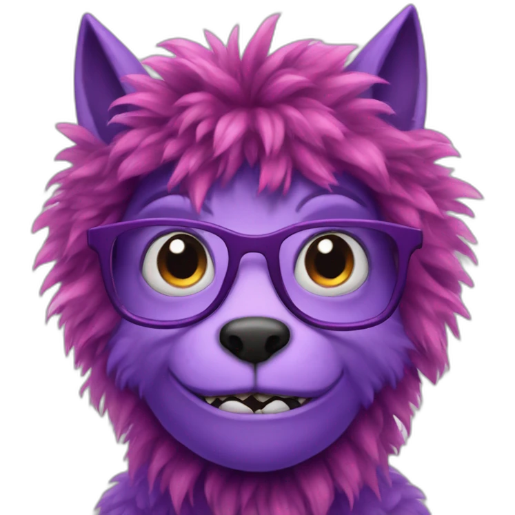 nerdy violet monster with a foxy look emoji