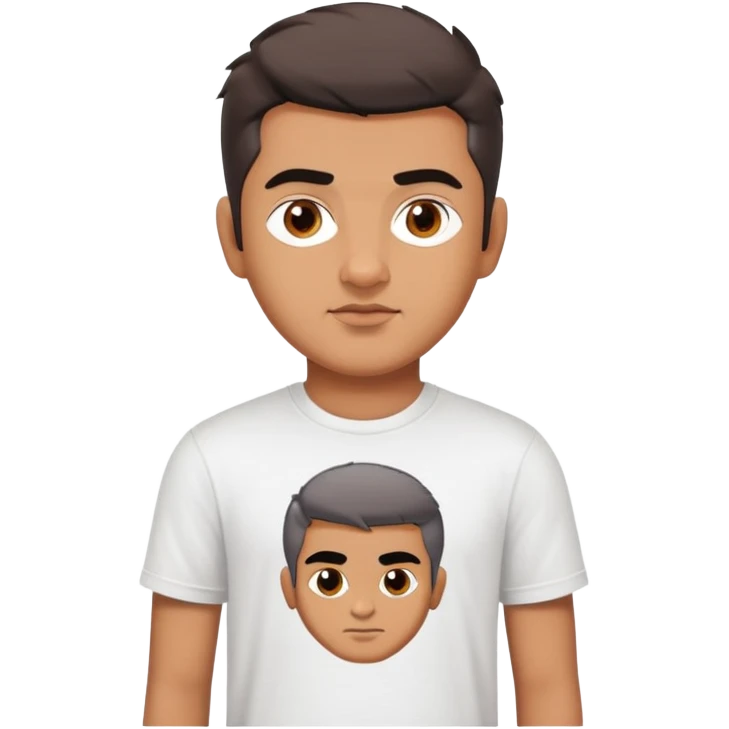 A boy with a t-shirt 'Sajith' printed emoji