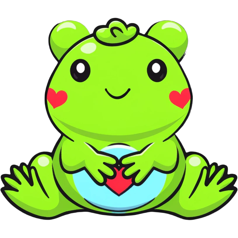 An adorable frog with hearts all around it  emoji