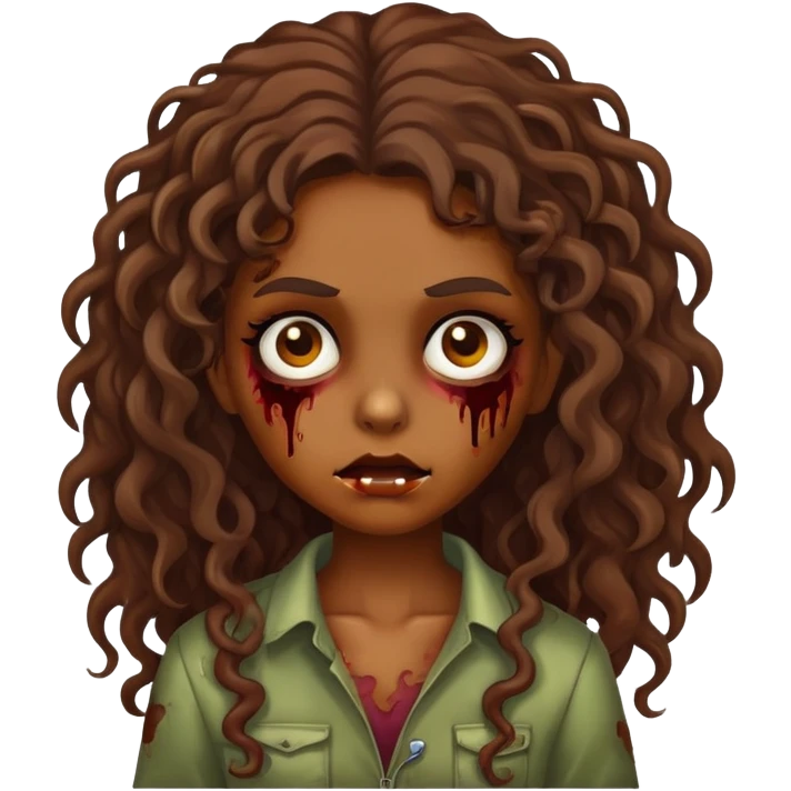 Girl zombie with brown curly long hair  emoji