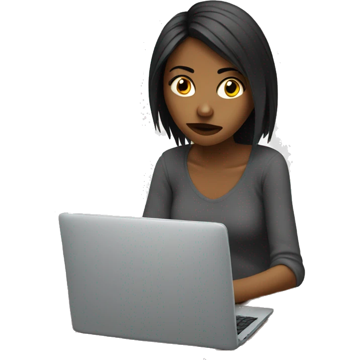 bored girl with computer emoji