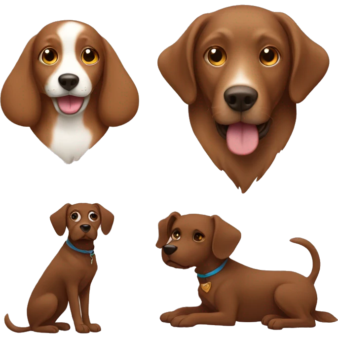 Brown heart and brown dog inside emoji