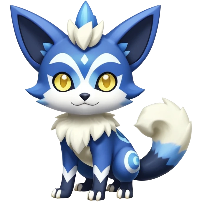 Shiny mExotic Colorfulj Excessive Mysterious Gothic Meowstic-Poochyena-Pokémon-Fakémon-hybrid-creature (full body) with pattern-markings with golden eyes emoji