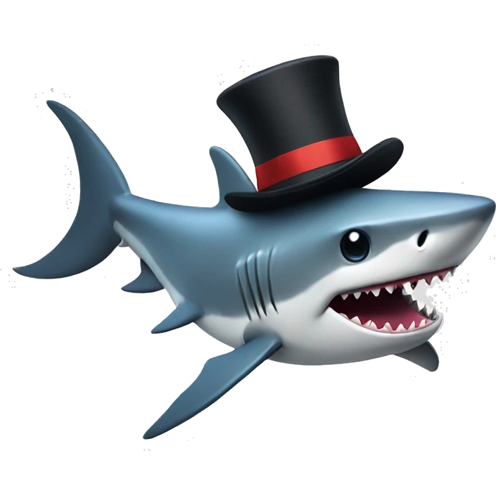 Shark with a top hat emoji