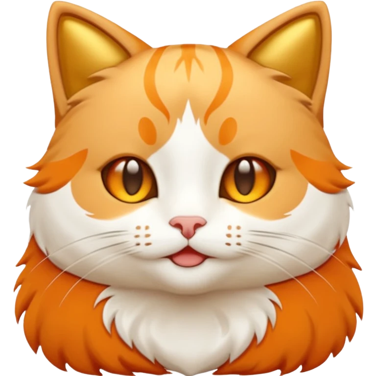 cute grateful cat emoji surrounded by golden screenshots, white background emoji