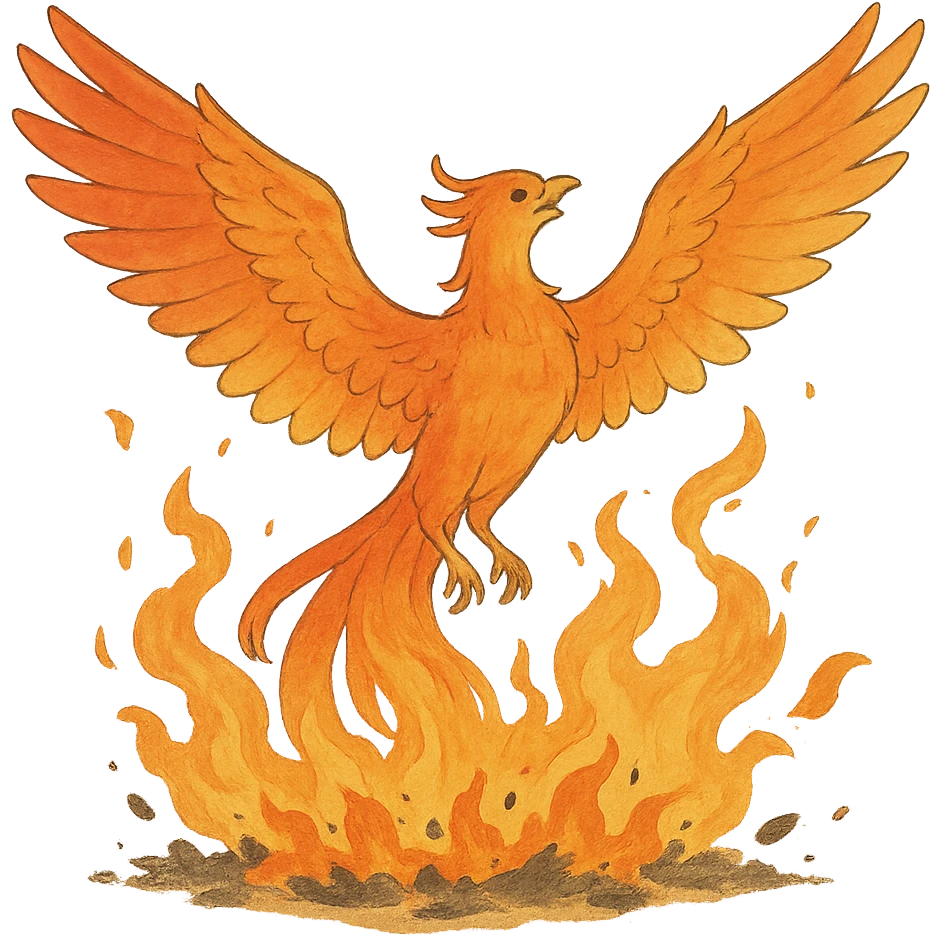 phoenix rising from ashes, symbolizing renewal and new beginnings emoji